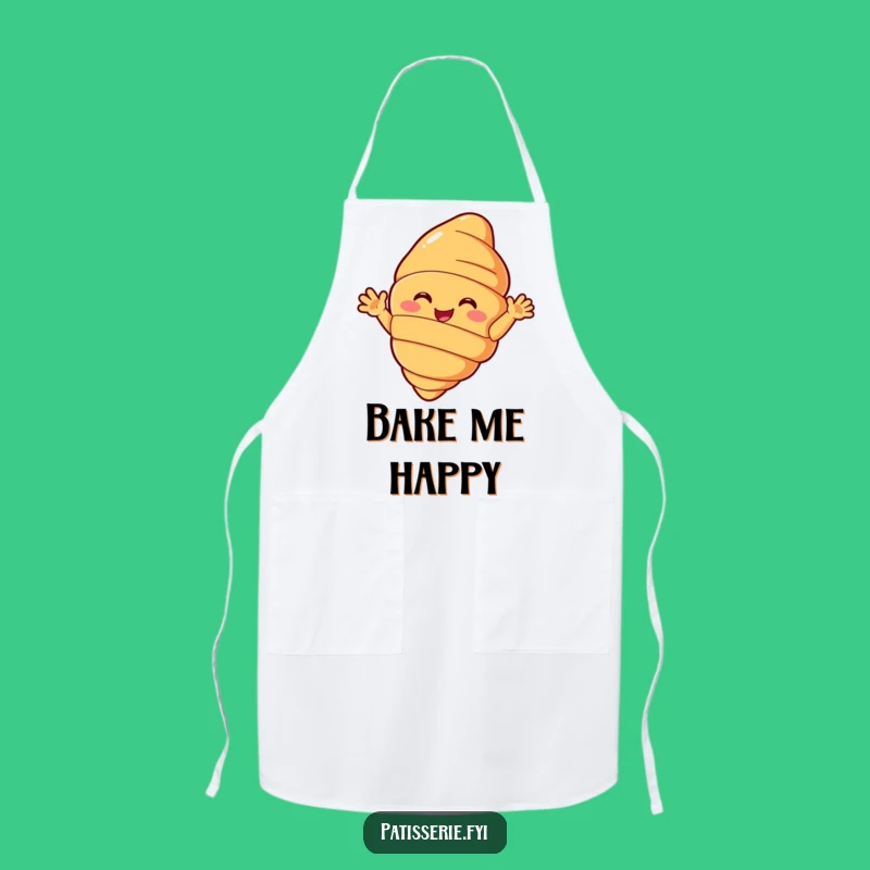 Funny Croissant Apron - Cheerful Pastry Waving Hello, Perfect Kitchen Funny Gift