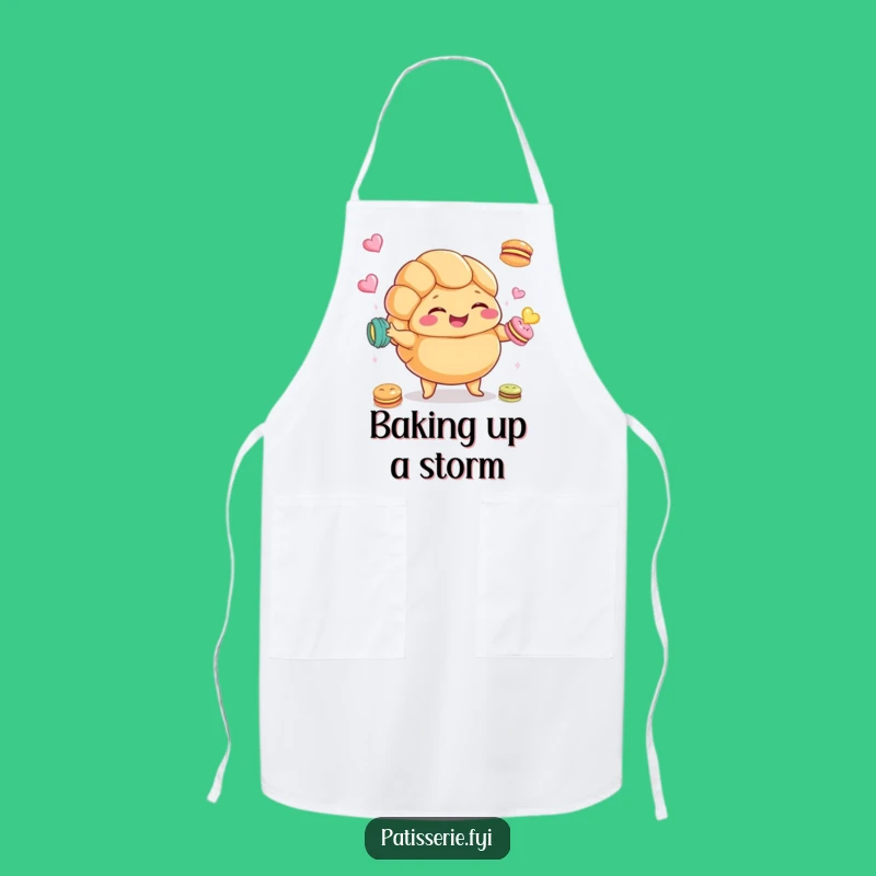 Funny Croissant Macaron Apron: Cook with Juggling Pastry Fun