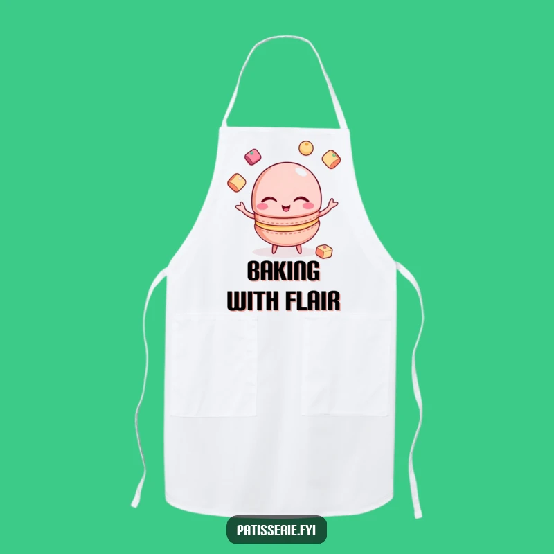 Add a touch of culinary flair to your kitchen with this funny macaron apron! The juggling design makes every baking session a stylish performance.