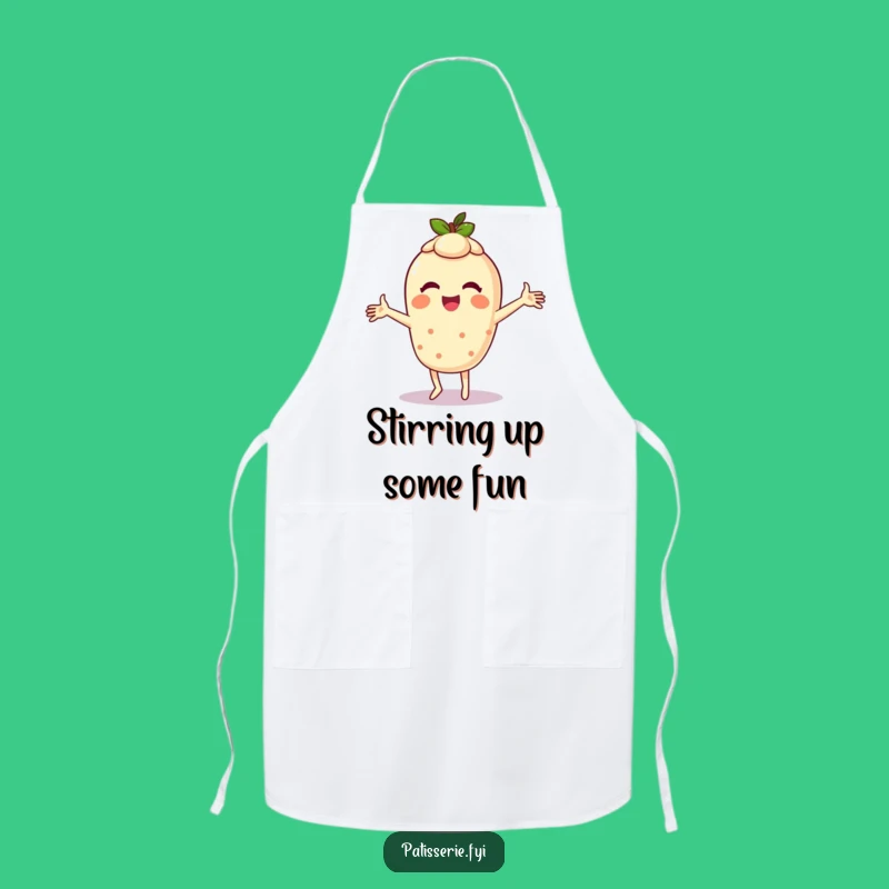 Bake with a giggle in this funny tart apron, featuring a giggling pastry character doing a silly dance. Perfect for adding fun to your kitchen adventures.