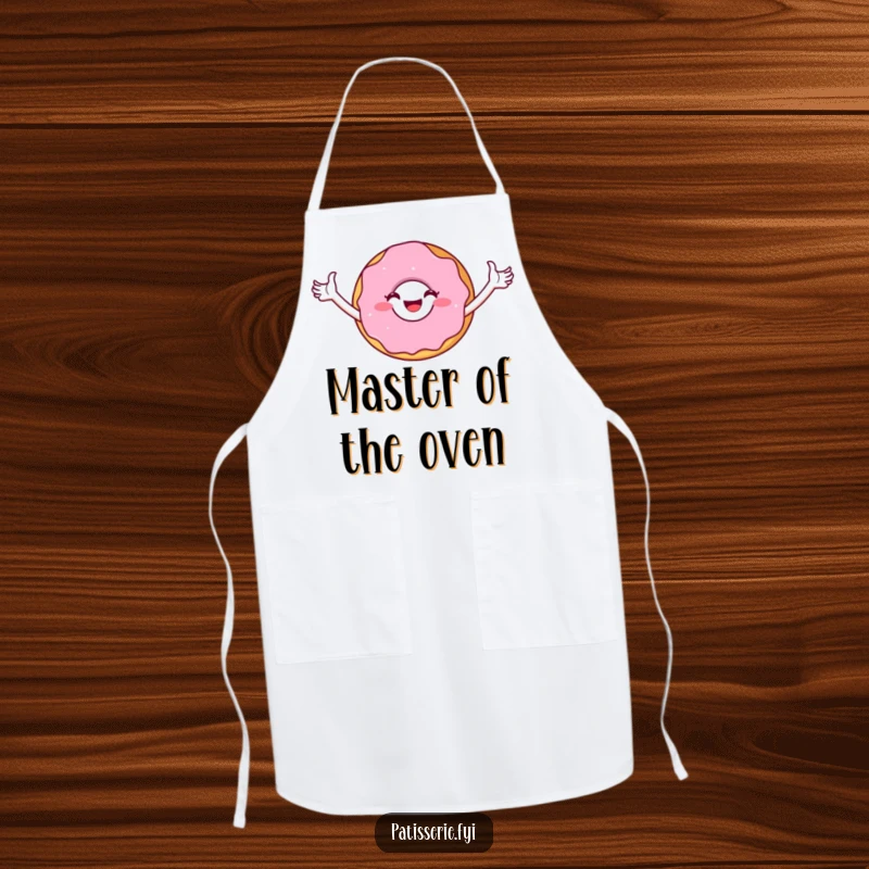 Funny Apron: A joyful donut character striking a triumphant pose, ready to help you win in the kitchen.