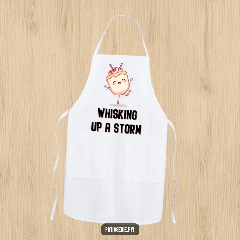 Funny Apron: A delighted cake pop executing a cartwheel, adding cheerful movement and sweet fun to your kitchen attire.