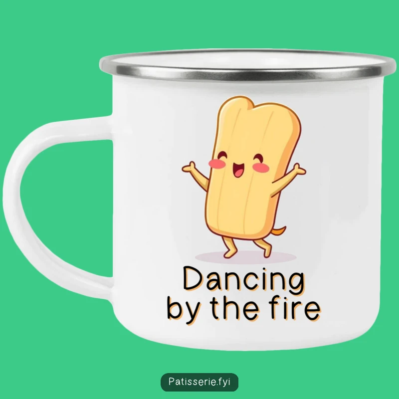 Funny Baguette Camping Mug: Jig Character, Cheerful Dance - Outdoor Fun