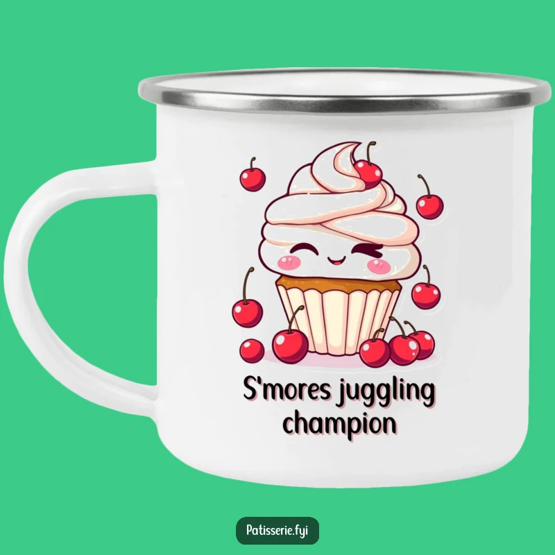 Funny Kawaii Cupcake Enamel Camping Mug: Cheeky Juggler for Sweet Outdoor Moments Gift