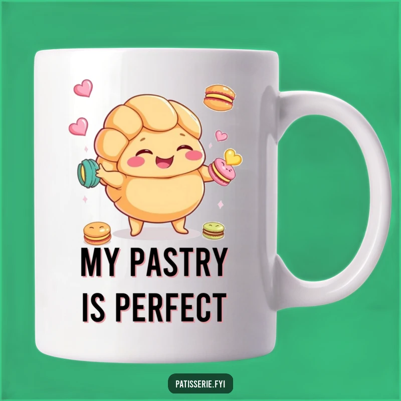 Funny Croissant Macaron Mug: Juggling Pastry Humor for Your Coffee