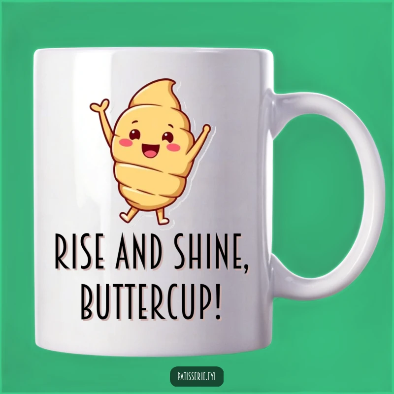 Funny Croissant Mug: Smiling & Jumping, Joyful Baker's Delight Gift