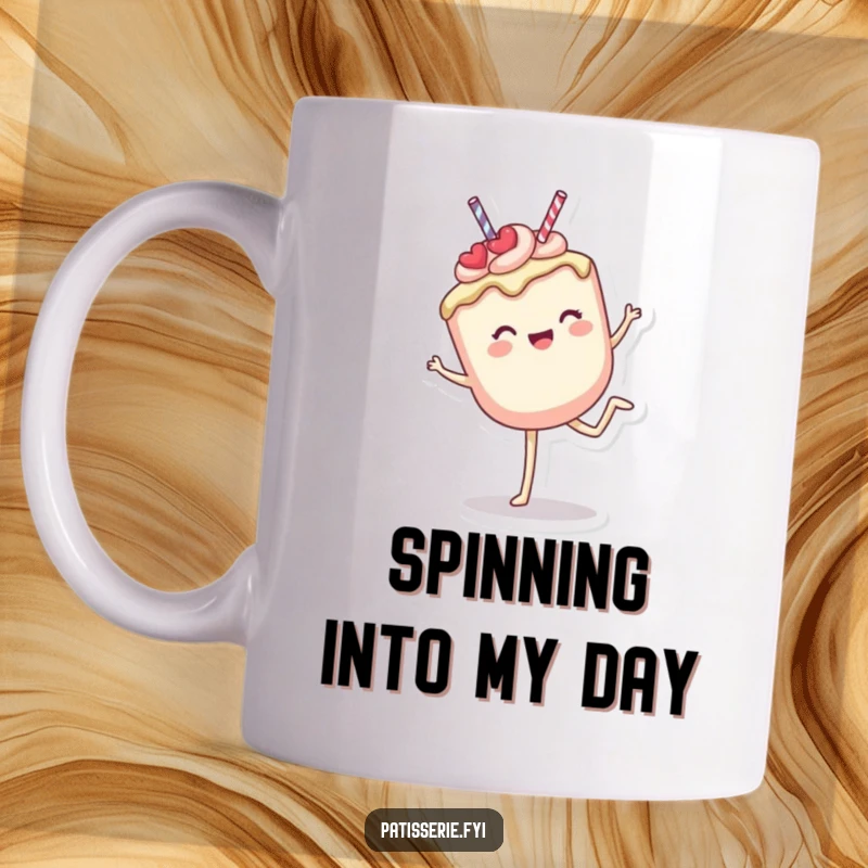 Funny Mug: A delighted cake pop doing a cartwheel with pure joy, spreading laughter and sweetness with every spin.