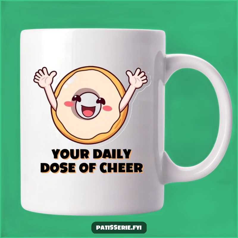 Funny Donut Cheer Mug: Enthusiastic Character for a Hilarious Gift