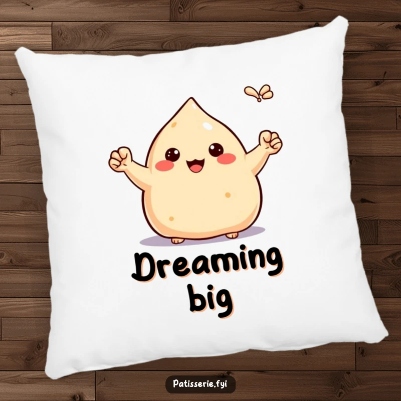 Funny proud samosa pillow, pumping tiny fists in the air, celebrating victory, soft and motivational cushion, great gift.