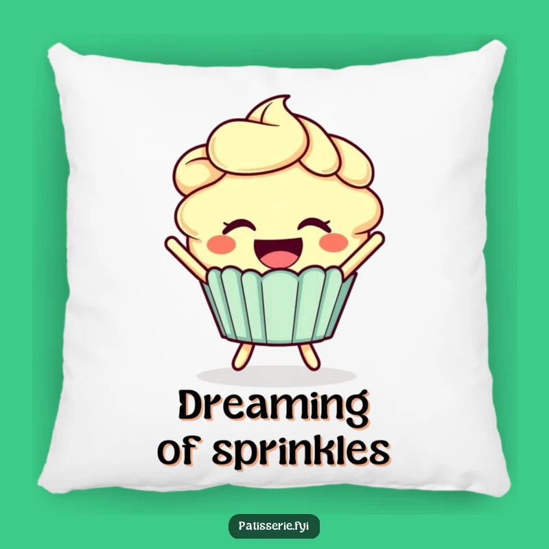Add a touch of sweet cheer to your decor with this funny cupcake pillow. The leaping cupcake is a delightful accent.