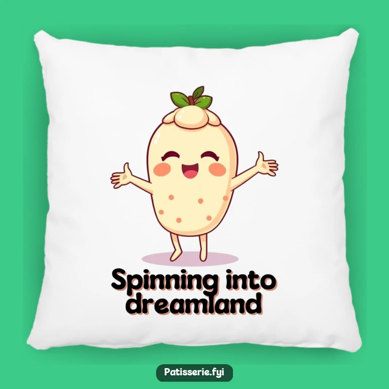 Add a touch of cozy fun and dessert cheer to your home with this funny tart pillow, featuring a giggling pastry character doing a silly dance. Perfect for snuggling.