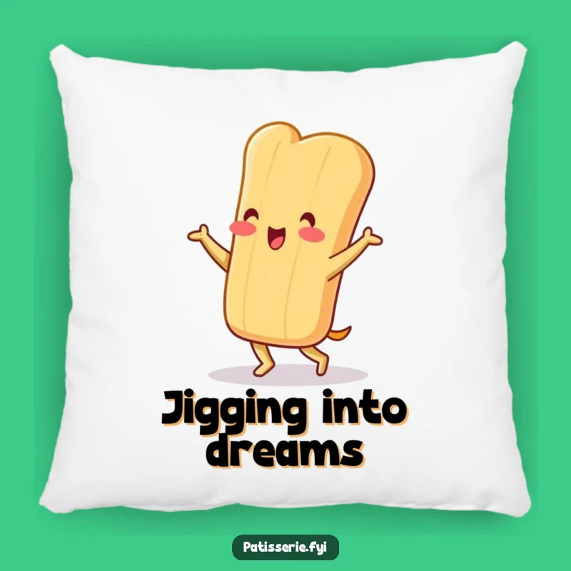 Funny Baguette Pillow: Jig Character, Cheerful Dance - Cozy Fun