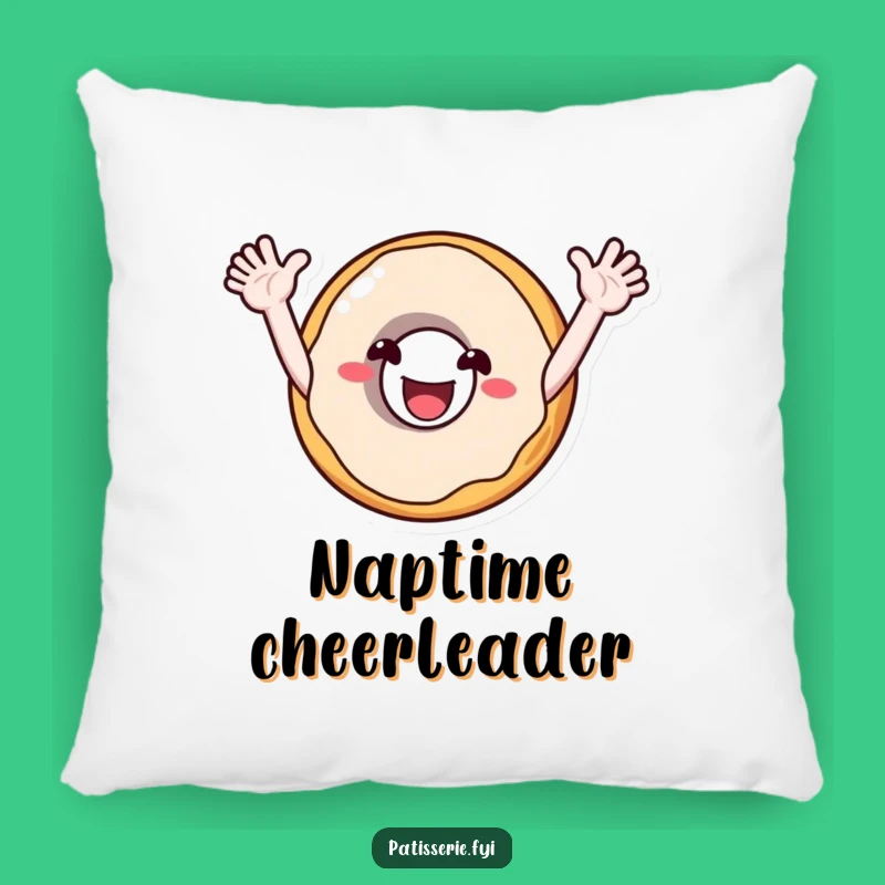 Funny Donut Cheer Pillow: Cozy Enthusiastic Character for a Comfy Gift
