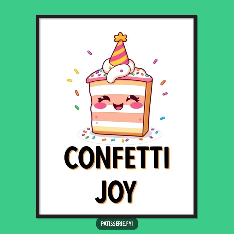 Funny Smiling Cake Digital Art, Juggling Sprinkles Wall Print