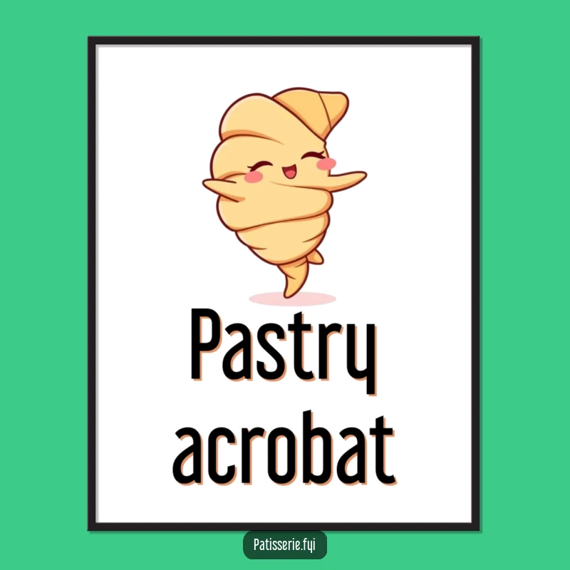 Funny Croissant Digital Art Print - Instant Charm and Witty Pastry Art