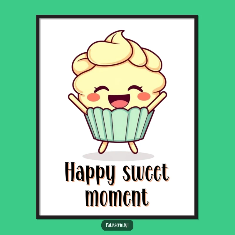 Funny Cupcake Joy Digital Art Print: Sweet Decor for Your Walls