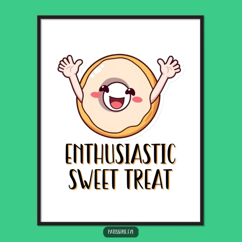 Funny Donut Cheer Digital Art: Enthusiastic Character for Instant Fun Gift