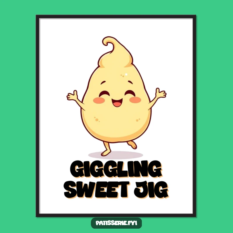 Funny Giggling Profiterole Digital Art: Hilarious Jigging Dessert Graphic!