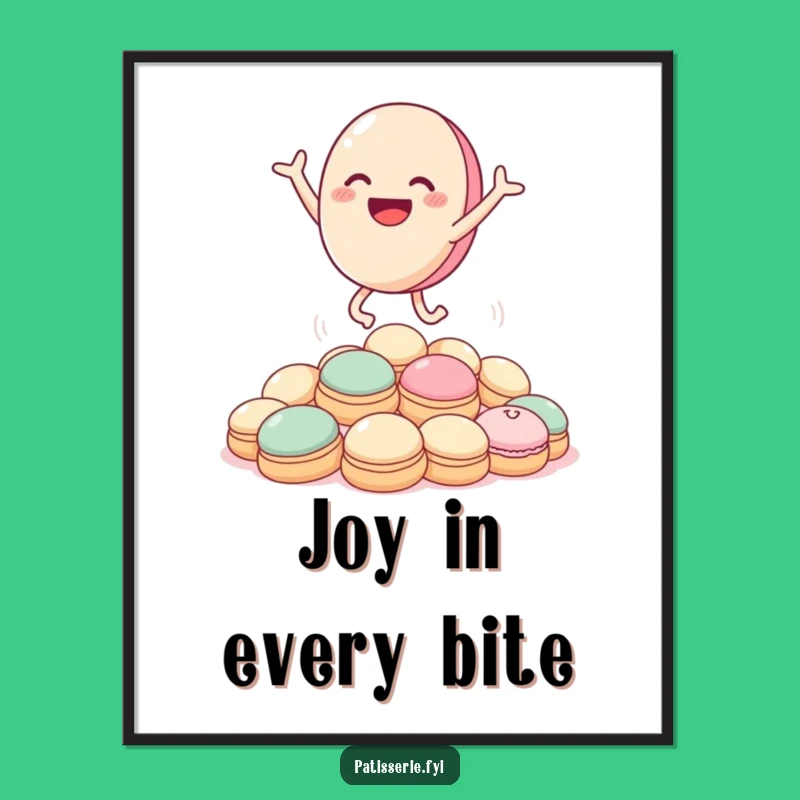 Funny Macaron Art Print: Joyful and Hilarious Dessert Wall Decor
