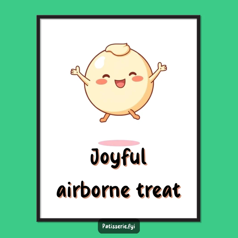 Funny Pastry Leap Digital Art: Joyful Round Character for Instant Fun Gift