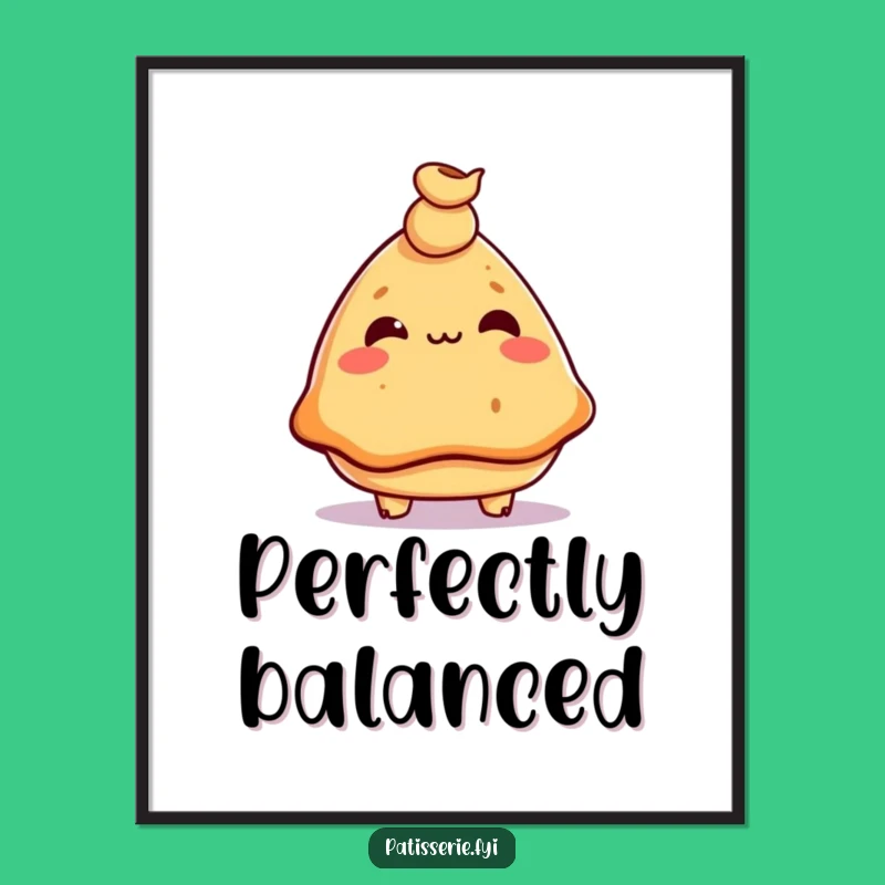 Funny Samosa Chickpea Balance Digital Art - Instant Hilarious Snack Decor