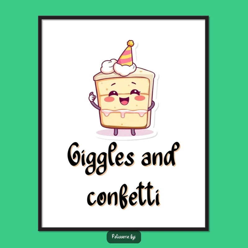 Funny Cake Giggle Digital Art: Party Character for Instant Fun Gift