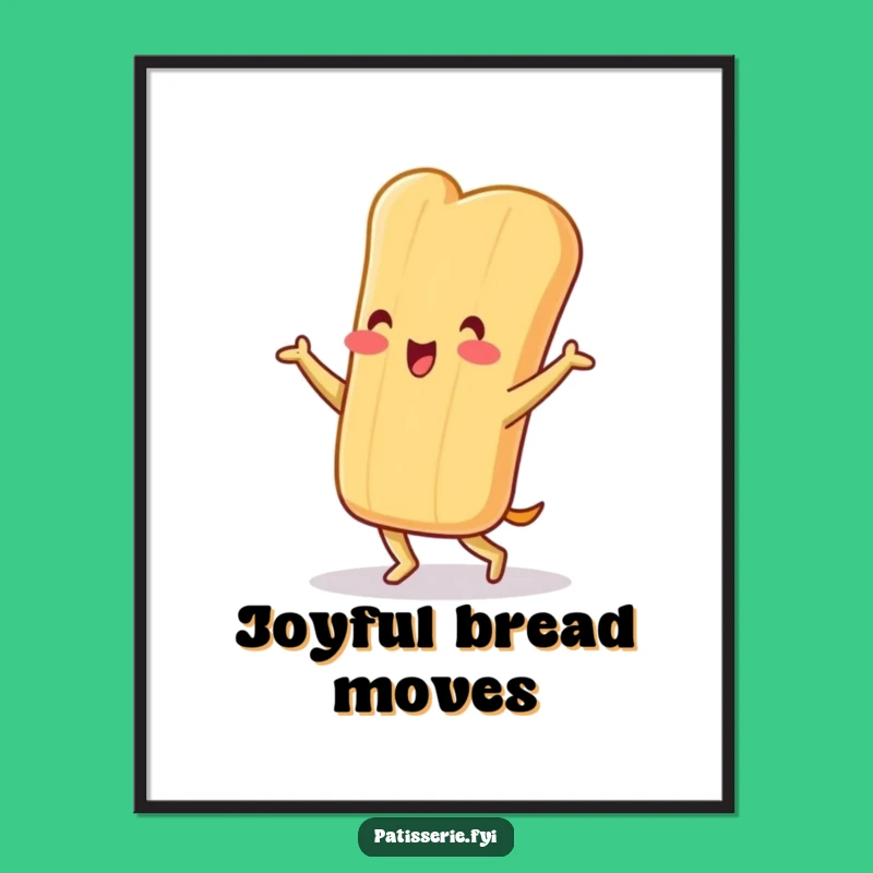 Brighten your space instantly with this funny baguette digital art print. The dancing character adds a burst of energy and joy.