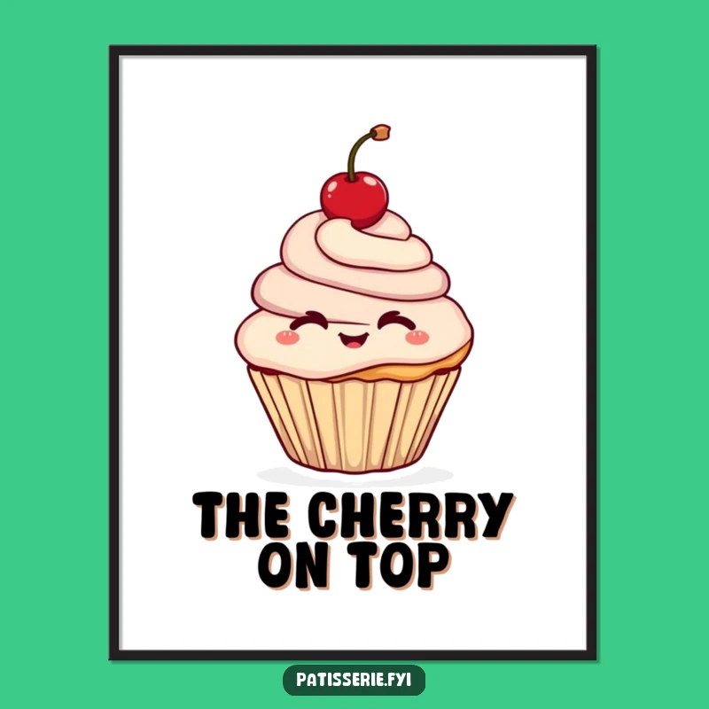 Funny Cupcake Digital Art: Cheerful Wink, Cherry Topper, Instant Sweetness Download