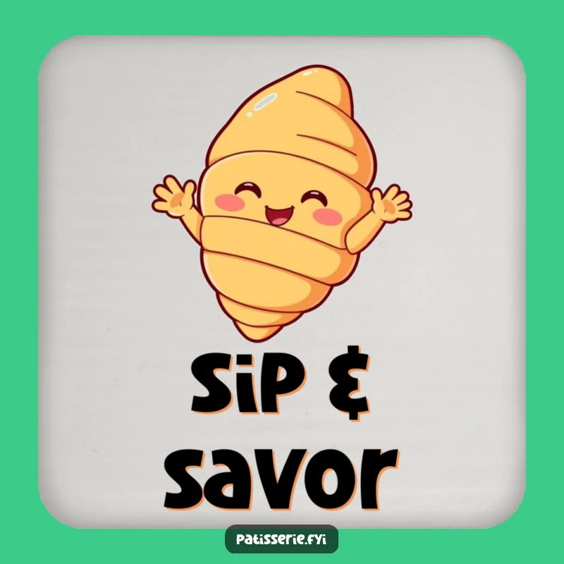 Funny Croissant Coaster - Protect Your Surfaces with a Waving Pastry, Funny Gift