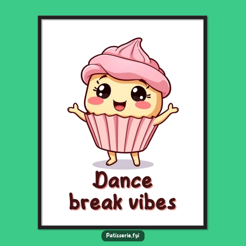 Funny Giddy Cupcake Poster - Dancing Treat Art, Perfect Wall Decor & Funny Gift