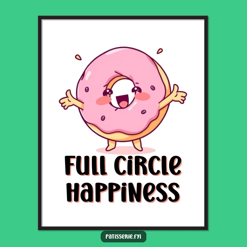 Funny Delighted Donut Poster - Spinning Treat Art, Joyful Wall Decor & Funny Gift