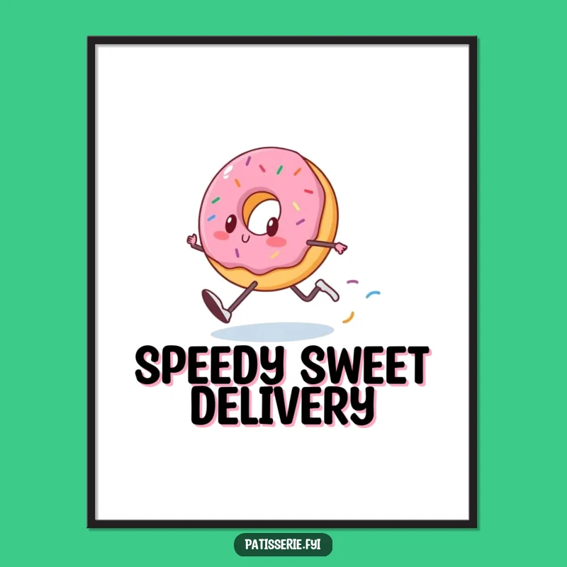 Funny Donut Poster: Sprinkle Dash Art, Vibrant Funny Gift