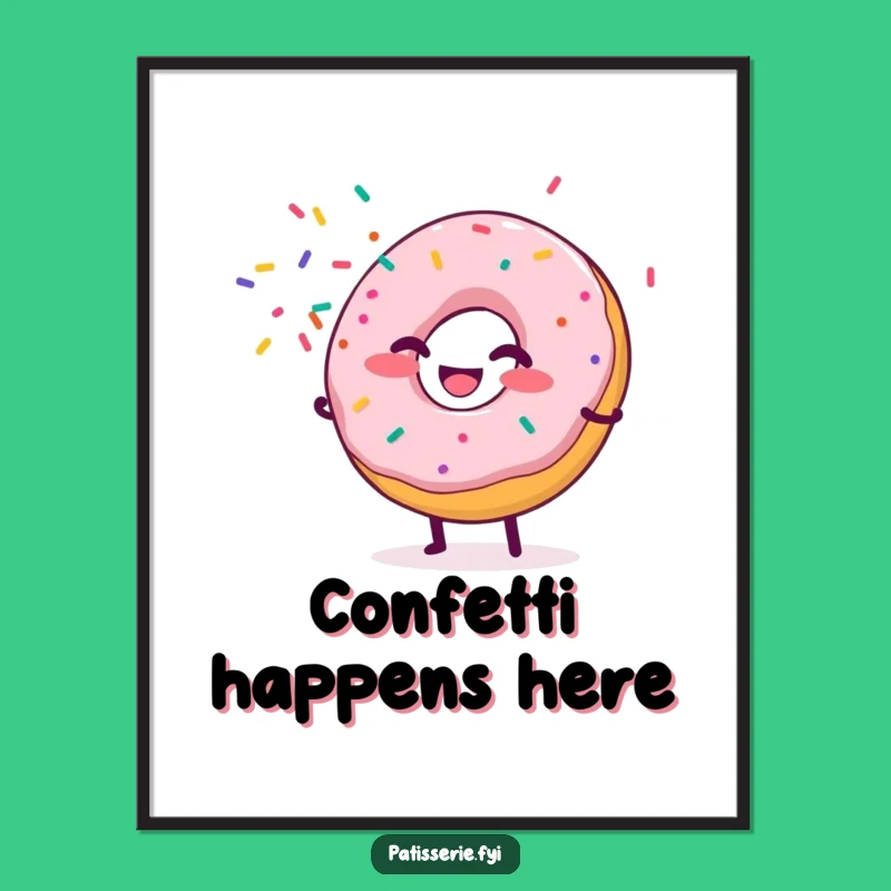 Funny Donut Wall Art Poster: Giggling Sprinkle Shower for a Festive Room Decor Gift