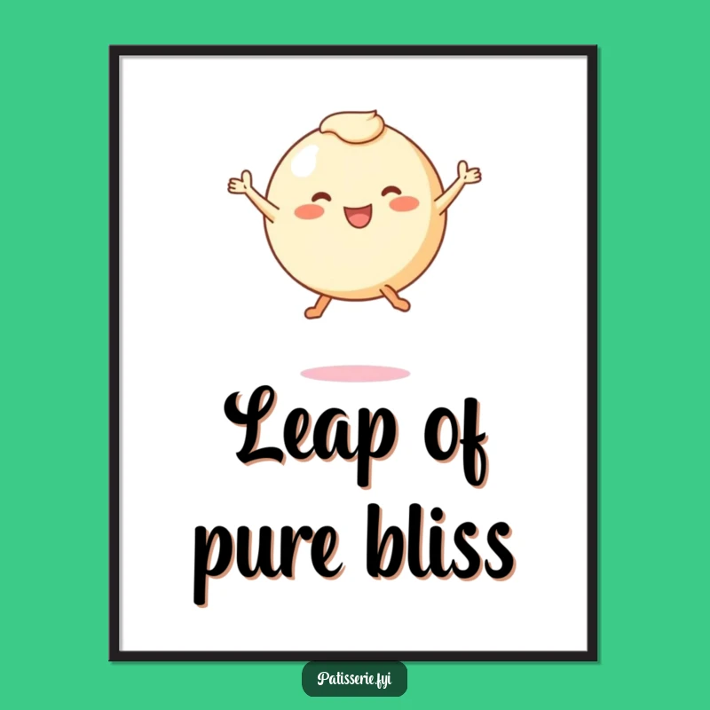 Funny Pastry Leap Poster: Joyful Round Character Art for a Cheerful Gift