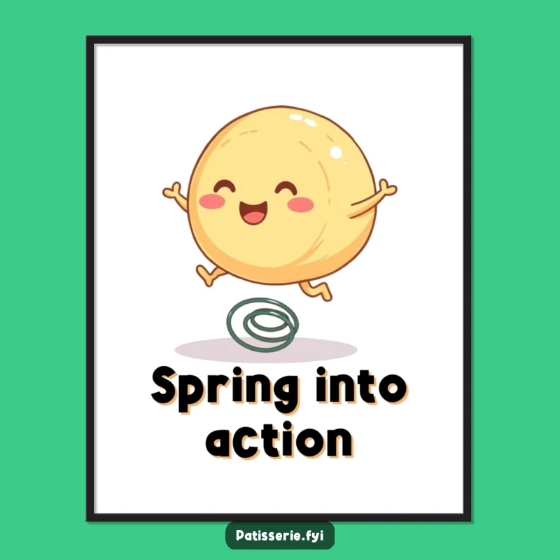 Funny Pastry Poster - Bouncing Baked Good Wall Art, Unique Funny Gift