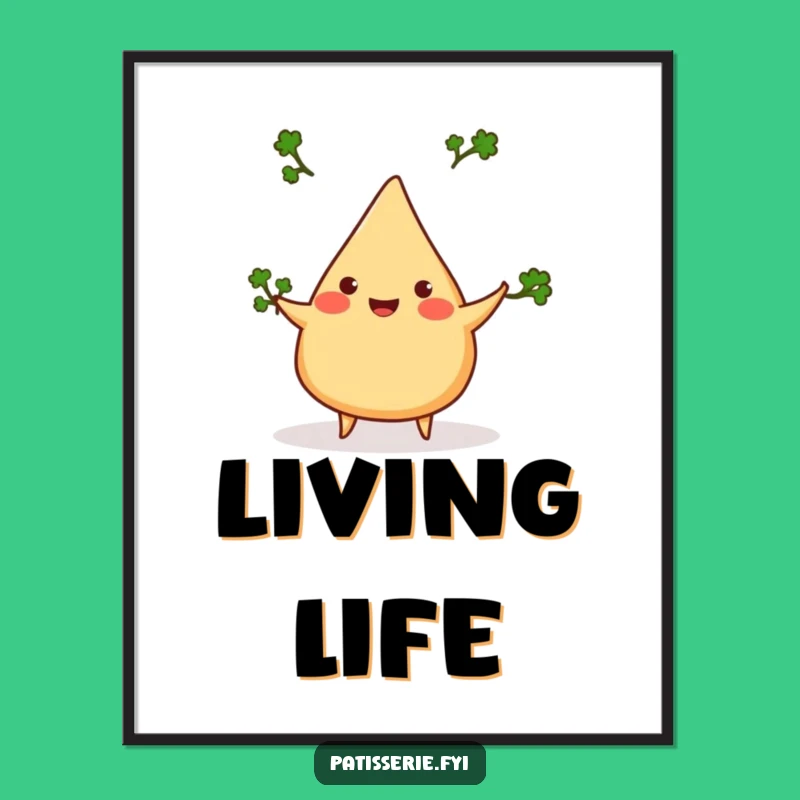 Funny Samosa Juggling Poster - Cheerful Wall Art for Food Enthusiasts