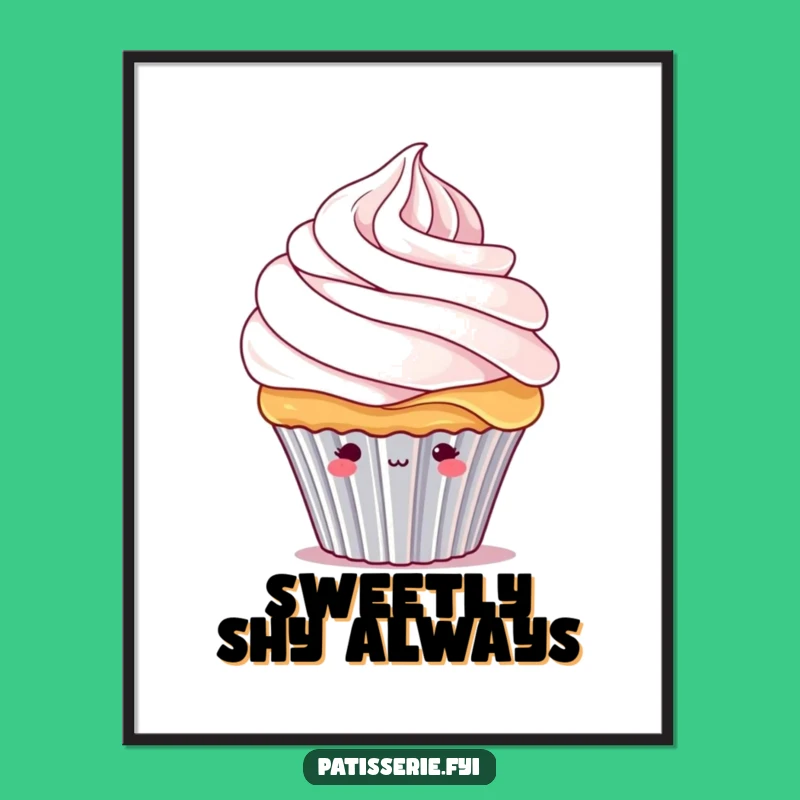 Funny Shy Cupcake Poster: Adorable and Hilarious Wall Art Gift