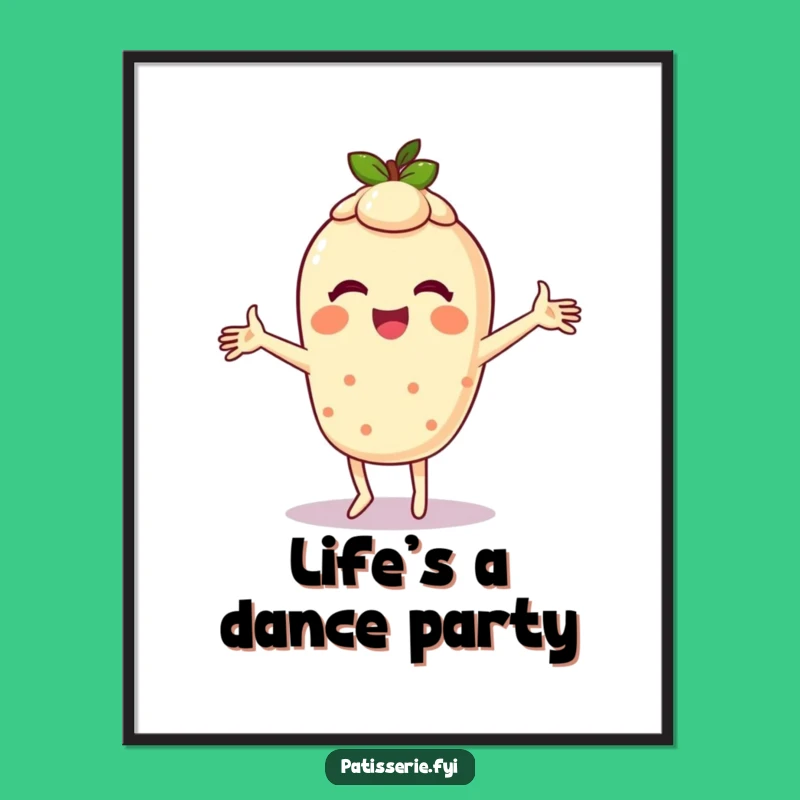Funny Tart Poster: Giggling Dance, Silly Pastry Art for Kitchen Walls