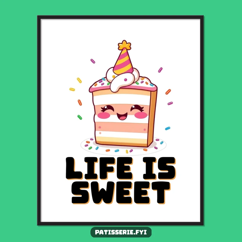 Funny Smiling Cake Poster, Juggling Sprinkles Wall Art