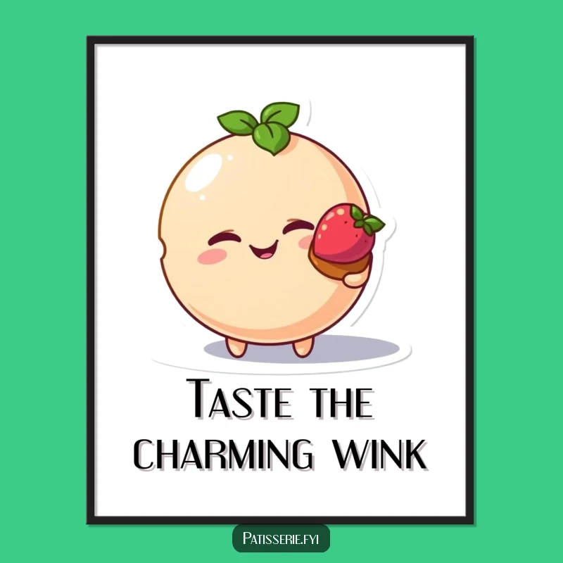 Bring a delightful dose of sweetness to your walls with this funny winking macaron poster. Its charming design is irresistibly cute.