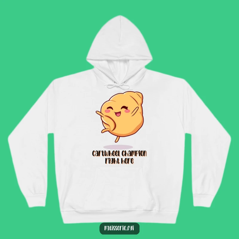 Funny Croissant Cartwheel Hoodie - Cozy & Hilarious Pastry Wear Gift