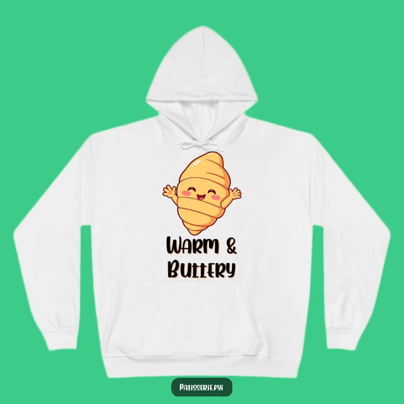 Funny Croissant Hoodie - Cozy Pastry Waving Hello, The Ultimate Comfy Funny Gift