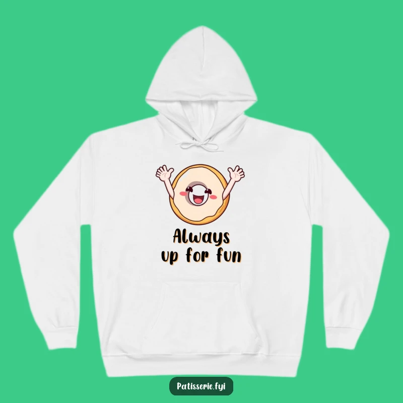 Funny Donut Cheer Hoodie: Cozy Enthusiastic Character for a Warm Gift