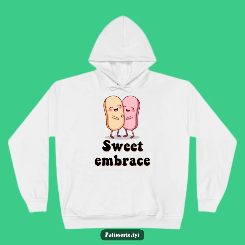 Funny Giggling Macaron Hoodie, Hugging Sweet Treat Comfort Gift