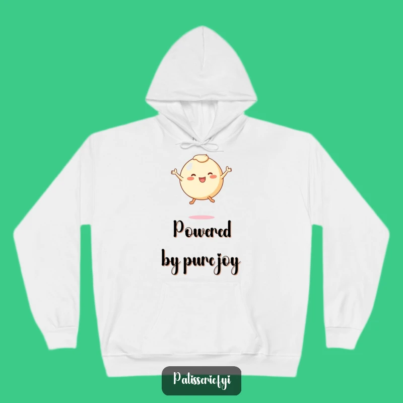 Funny Pastry Leap Hoodie: Cozy Joyful Round Character for a Warm Gift