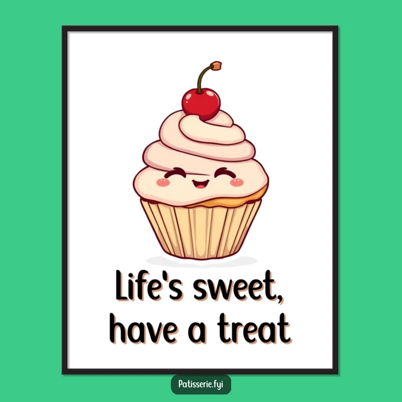 Free Printable Wall Art: Cupcake's Winking Cherry, Whimsical Downloadable Decor Gift