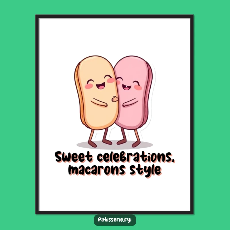 Free Printable Wall Art: Giggling Macarons Hugging Funny Downloadable Decor