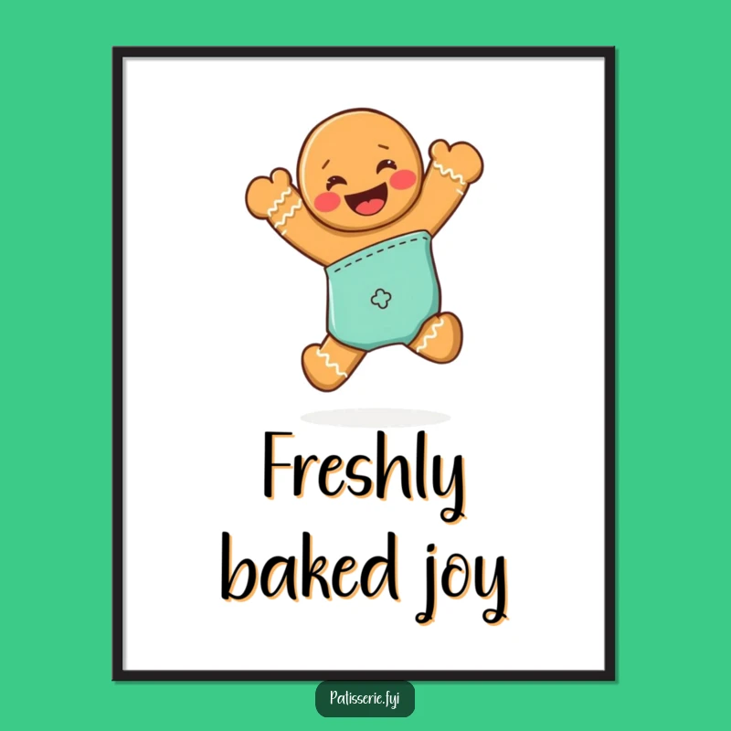 Funny Free Printable Wall Art: Gingerbread Man Jump, Downloadable Quirky Decor
