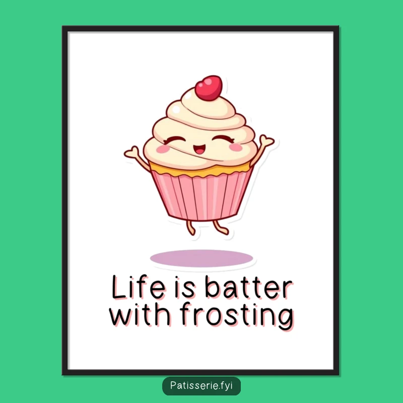 Funny Free Printable Wall Art: Dancing Cupcake Character Downloadable Decor