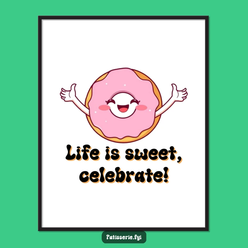 Free Printable Wall Art: Joyful Donut Triumphant Pose for a Whimsical Space